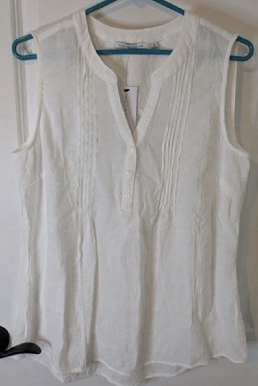 Notations Womens Pintuck Sleeveless Blouse Top NWT MED